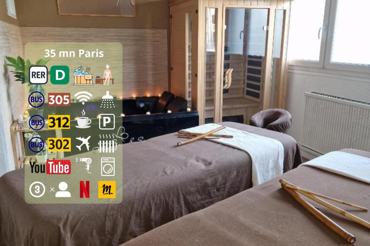 Derniere Reservations Avant Indisponibilite En Septembre Pour 12 Mois, Illimites Jacuzzi Spa Bain A Remous Interieur, Sauna Interieur, Parking Reserve, Vue Et Acces Parc, Prestations Uniques, 1Er Etage Corbeil-Essonnes Exteriér fotografie
